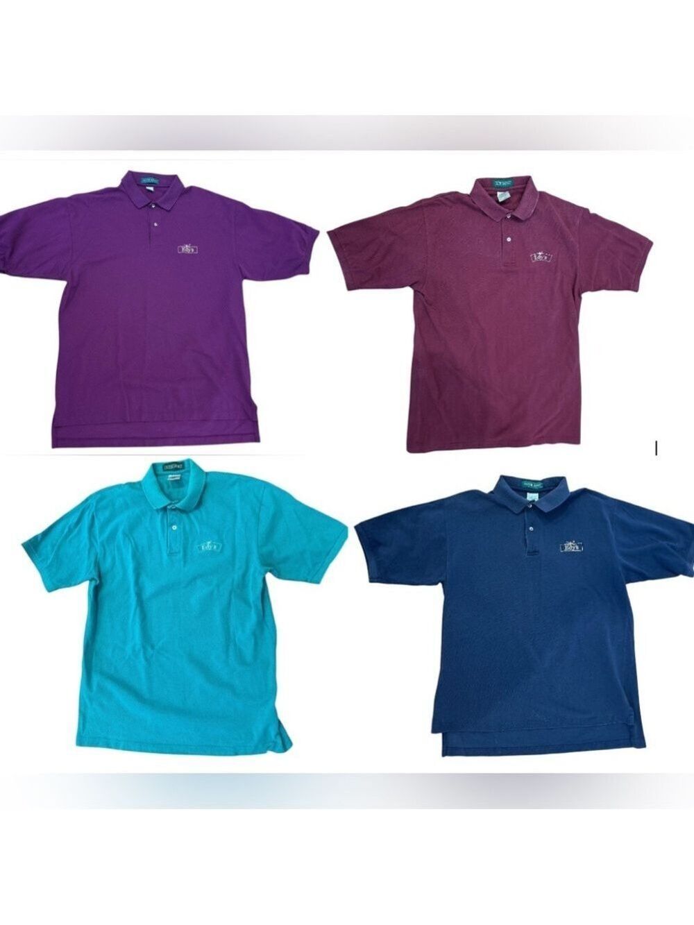 90s 4 PCS EDYS ICE CREAM COTTON PROMO EMPLOYEE PIQUE POLO SHIRTS W LOGO SZ L
